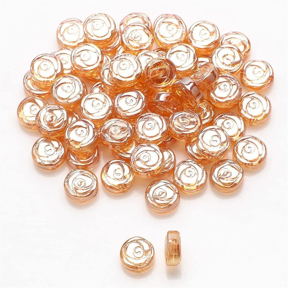 8445 90pcs Glass Crystal Beads Round Rose Gemstone Charms Flower Shape